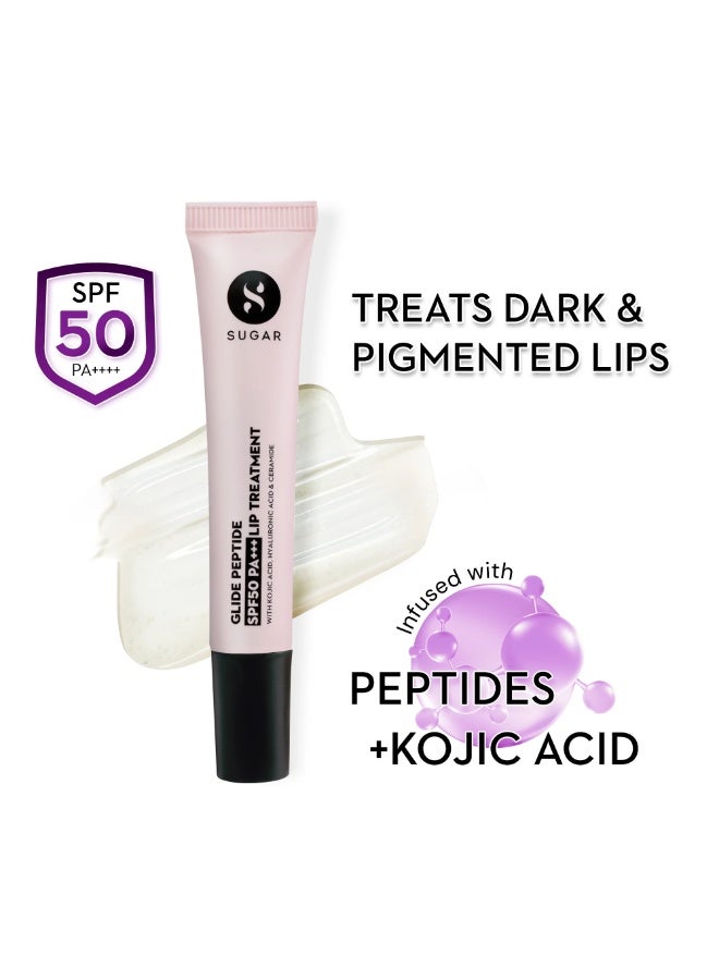 SUGAR Cosmetics Glide Peptide SPF50 PA+++ Lip Treatment | Infused Hyaluronic Acid, Ceramides & Vitamin E | Tinted Lip Balm | 10ml - 01 Coconut Crunch - Image 3